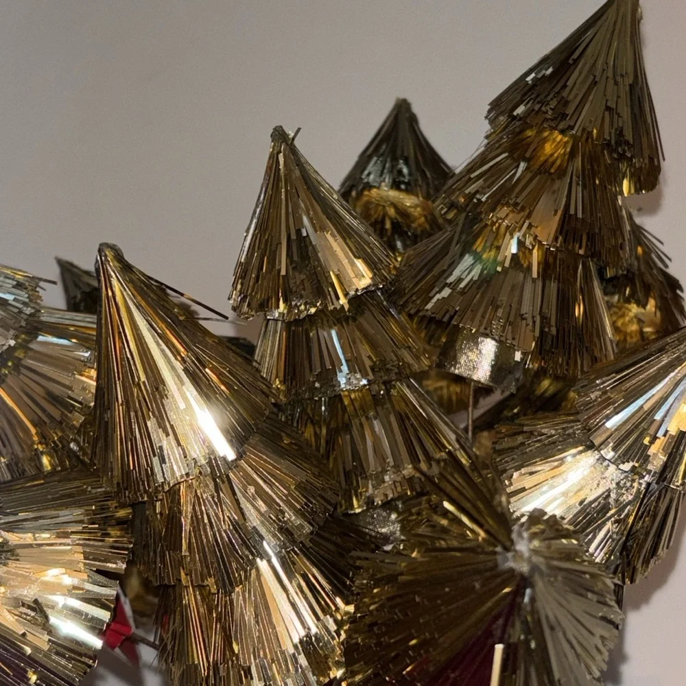 Gold Tinsel Tree Picks Set of 18 Gold Christmas Trees Pics Gold Tinsel Floral
